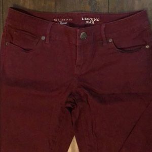 Wine colored jean leggings